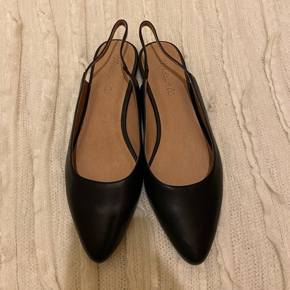 Madewell leather slingback flats - great condition